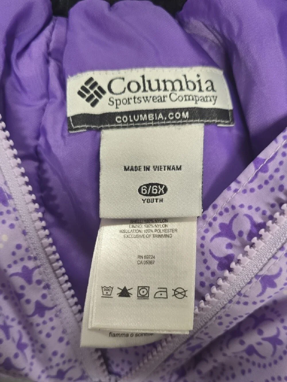 Columbia Lavender Patterned Kids Snow Bib Overalls